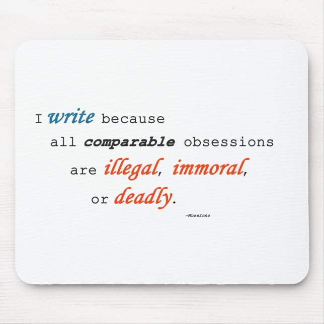 Jag skriver därför att… musmatta (Framsidan)