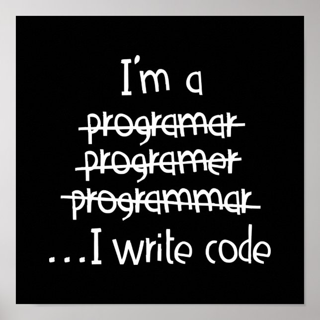 Jag skriver kod Programmer Humor Typografi Grafik Poster (Framsidan)