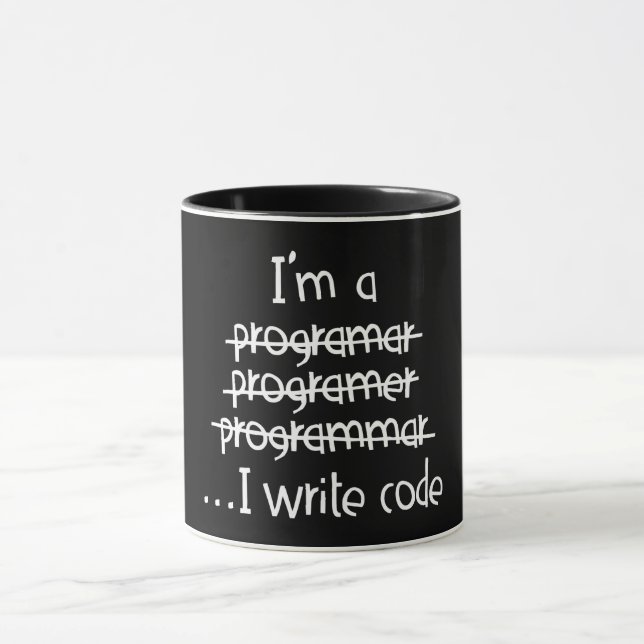 Jag skriver kod Programmerare humor typografi graf Mugg (Center)