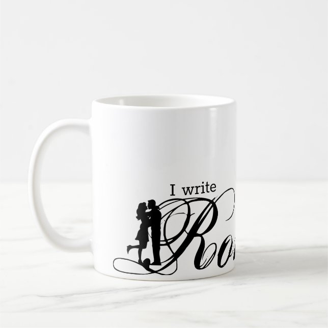 Jag skriver romantik, kyssar kaffemugg (Vänster)