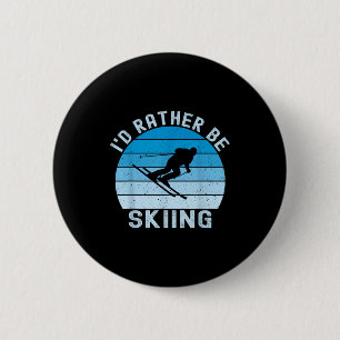 Jag skulle åka skidor retro vintage skidåkare ski knapp