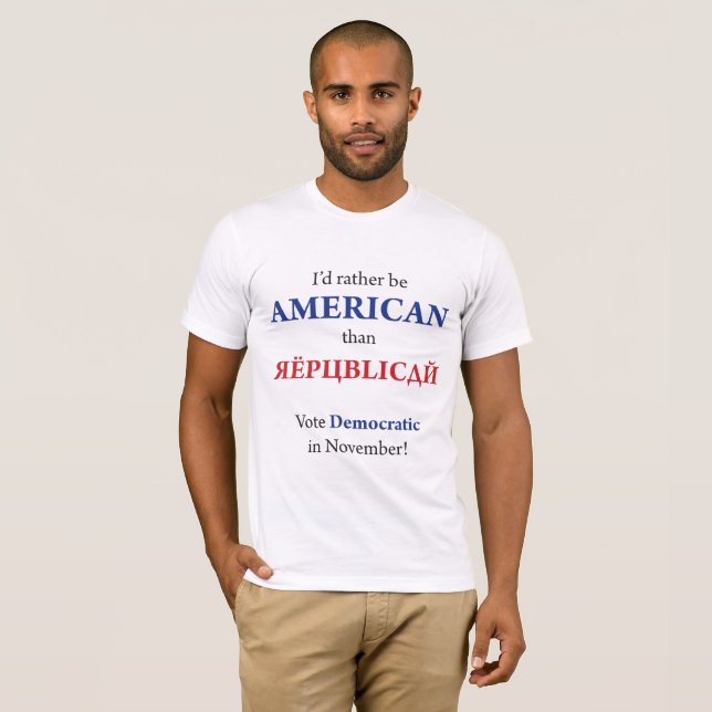 Jag skulle är ganska amerikanen än republikan t shirt (Hel framsida)