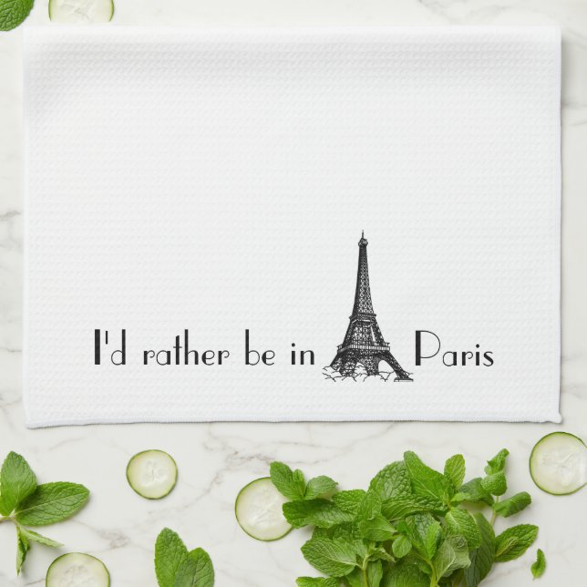 Jag skulle är ganska i Paris Kökshandduk (Vikta)