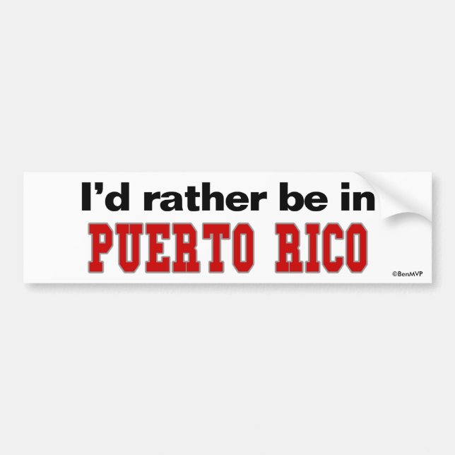 Jag skulle är ganska i Puerto Rico Bildekal (Framsidan)