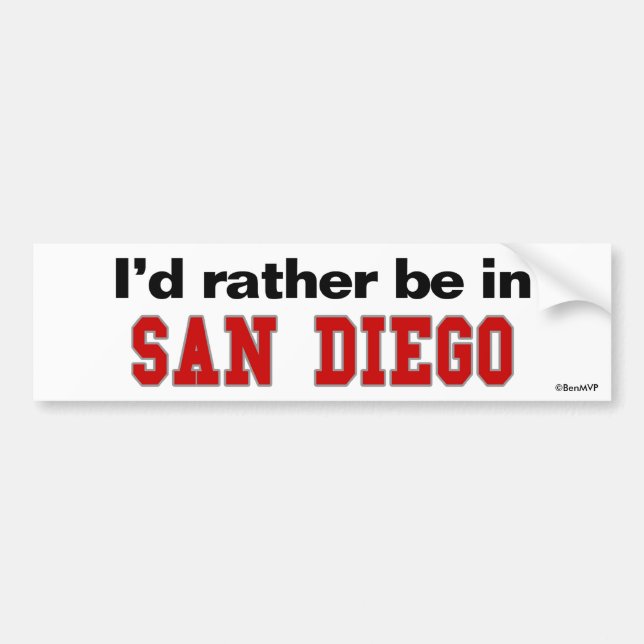 Jag skulle är ganska i San Diego Bildekal (Framsidan)
