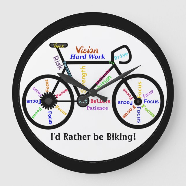 Jag skulle cyklar ganska, cyklar med Motivational Stor Klocka (Framsida)