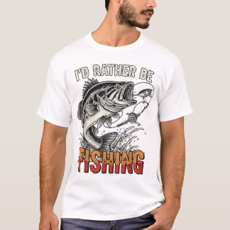Jag skulle hellre fiska grafisk Bass Pappa T Shirt