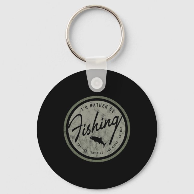 Jag skulle hellre fiska! Retro  Nyckelring (Framsida)