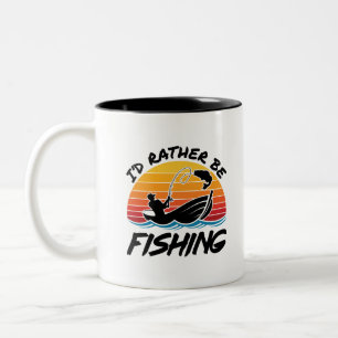 Jag skulle hellre fiska Retro Sunset Två-Tonad Mugg