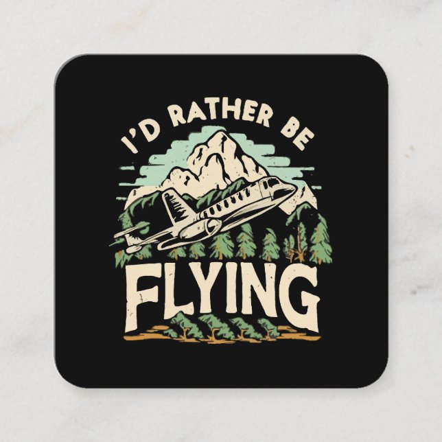 Jag skulle hellre flyga. Flygplan Fyrkantigt Visitkort (Framsida)