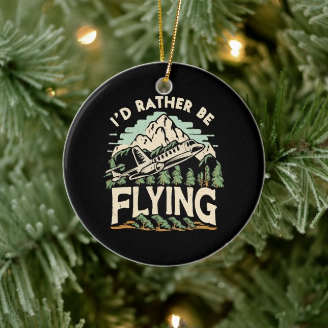 Jag skulle hellre flyga. Flygplan Julgransprydnad Keramik (Träd)