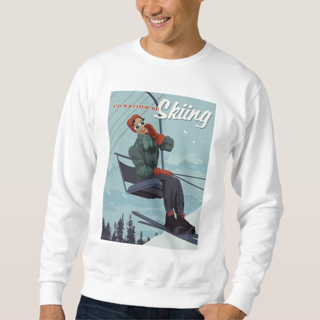 Jag skulle hellre hoppa över utskriften lång ärmad tröja (Framsida)