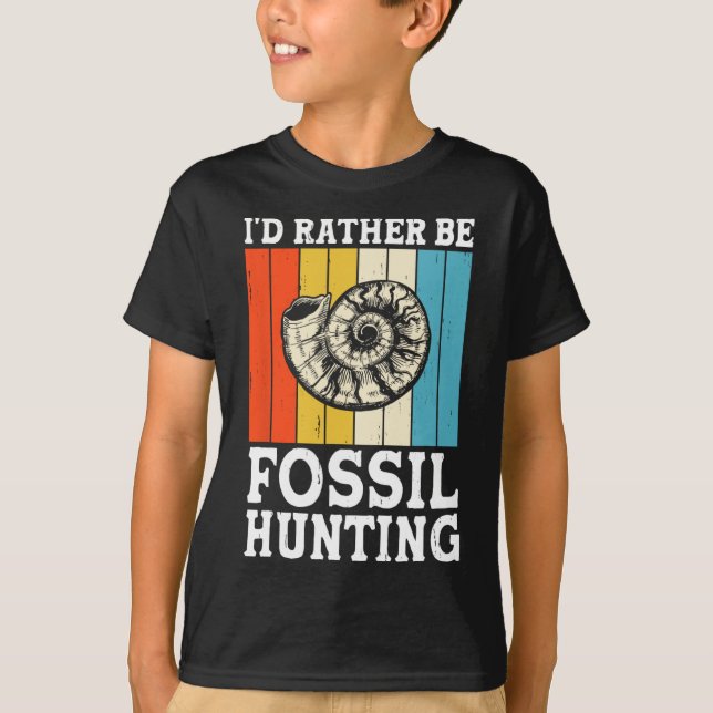 Jag skulle hellre jaga Fossil Hunters Sten T Shirt (Framsida)