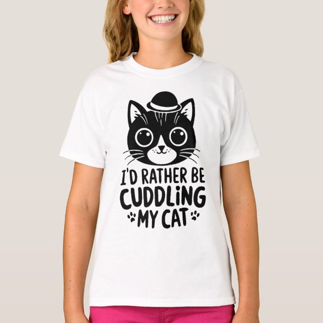 Jag skulle hellre klämma min katt t shirt (Framsida)