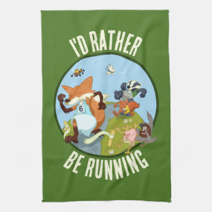Jag skulle hellre köra Fox & Badger Woodland Tävli Kökshandduk