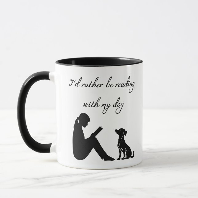 Jag skulle hellre läsa med min hund mugg (Vänster)