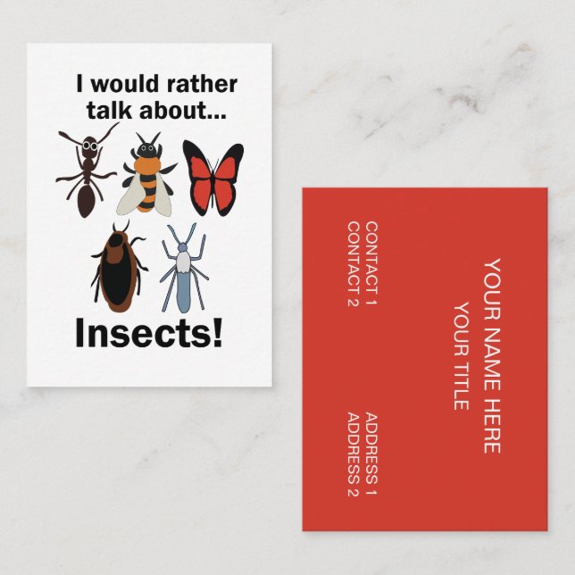 Jag skulle hellre prata om insekter Entomologer Visitkort (Fram/baksida)