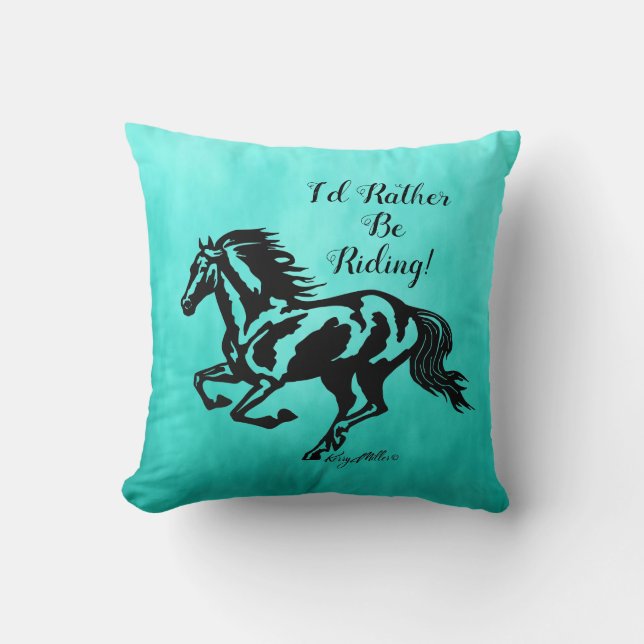 Jag skulle hellre rida, Horse Dekorativ kudde (Framsida)