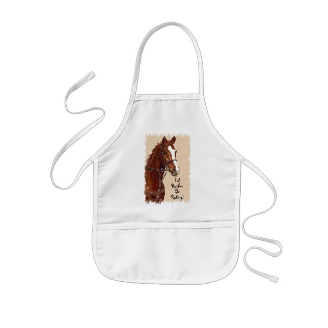 Jag skulle hellre rida! Kids Horse Apron Barnförkläde (Framsidan)
