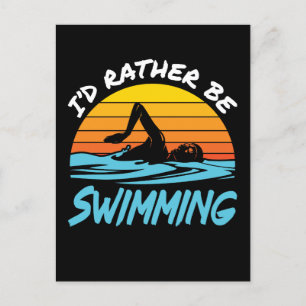 Jag skulle hellre simma Retro Swmmer Vykort