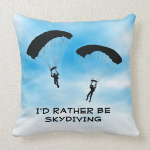 Jag skulle hellre Skydiving Design Dekorativ kudde