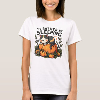 Jag skulle hellre sova - Mysigt klatt på Pumpkin T Shirt