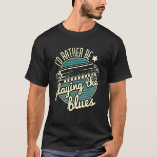 Jag skulle hellre spela Blues Harmonica Player H T Shirt