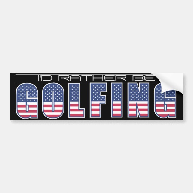 Jag skulle hellre spela golf Americana Edition Bildekal (Framsidan)