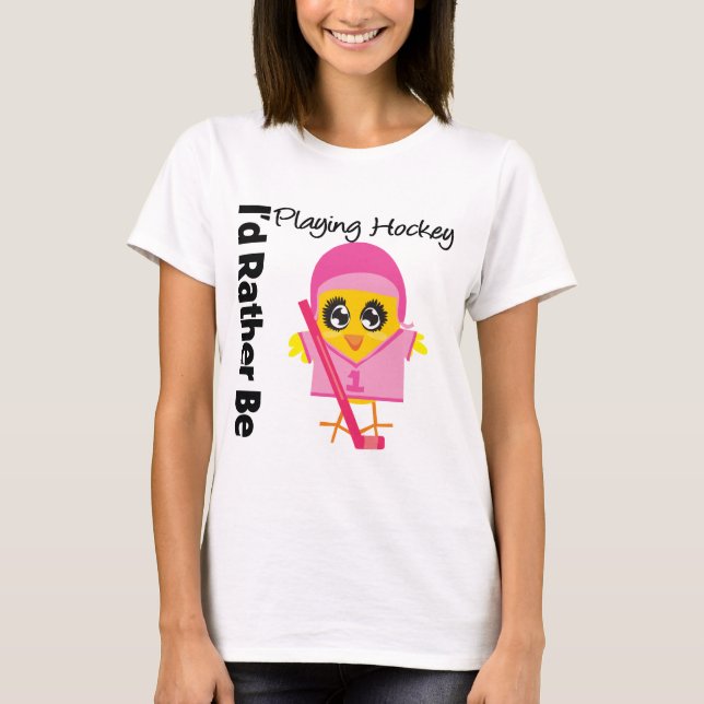 Jag skulle hellre spela hockey tee shirt (Framsida)