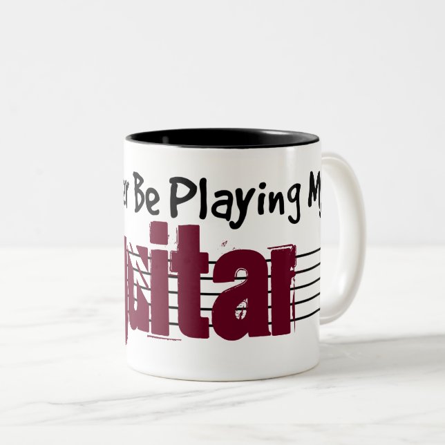 Jag skulle hellre spela min gitarr Två-Tonad mugg (Framsida höger)