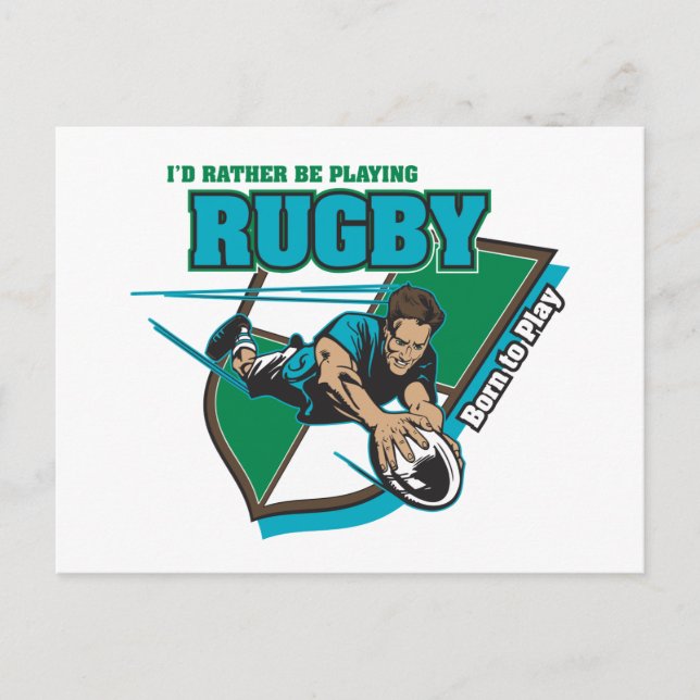 Jag skulle hellre spela Rugby Vykort (Framsida)