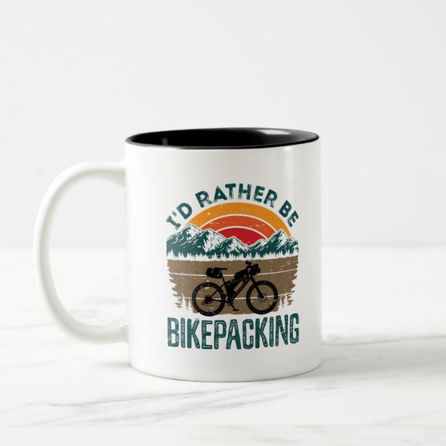 Jag skulle hellre vara bikepacking Bikepacker Två-Tonad Mugg (Vänster)