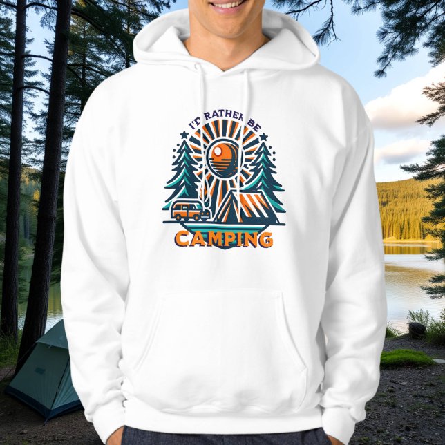 Jag skulle hellre vara Camping Vintage Vibes Hoodie (Skapare uppladdad)