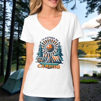 Jag skulle hellre vara Camping Vintage Vibes T Shirt