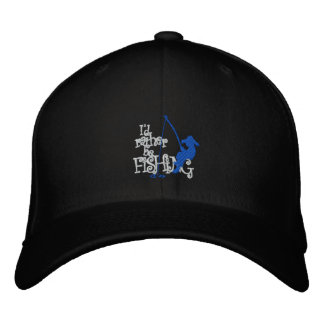 Jag skulle hellre vara fiskande Dubbla med brodera Broderad Keps