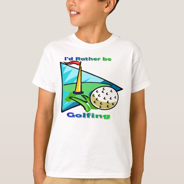Jag skulle hellre vara golfing t shirt (Framsida)
