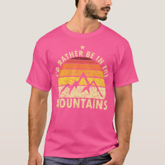 Jag skulle hellre vara i bergen Retro och anställa T Shirt