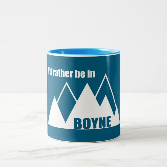 Jag skulle hellre vara i Boyne Michiganberget Två-Tonad Mugg (Center)