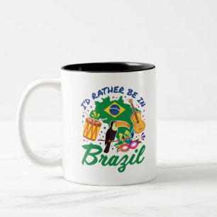 Jag skulle hellre vara i brasilianska resande Souv Två-Tonad Mugg