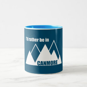 Jag skulle hellre vara i Canmore Mountain Två-Tonad Mugg