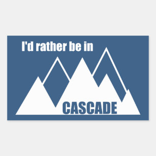 Jag skulle hellre vara i Cascade Idaho Mountain Rektangulärt Klistermärke