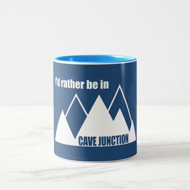Jag skulle hellre vara i Cave Junction Oregon Moun Två-Tonad Mugg (Center)