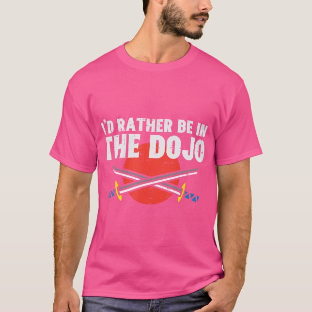Jag skulle hellre vara i Dojo Samurai Martial Arts T Shirt (Framsida)