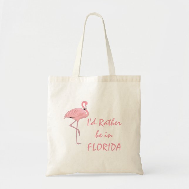 Jag skulle hellre vara i Florida Flamingo Design Tygkasse (Framsidan)