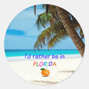 Jag skulle hellre vara i Florida Runt Klistermärke
