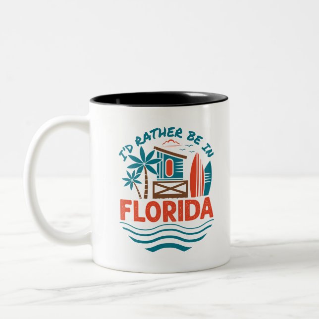 Jag skulle hellre vara i Florida Två-Tonad Mugg (Vänster)
