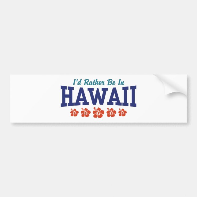 Jag skulle hellre vara i Hawaii Bildekal (Framsidan)