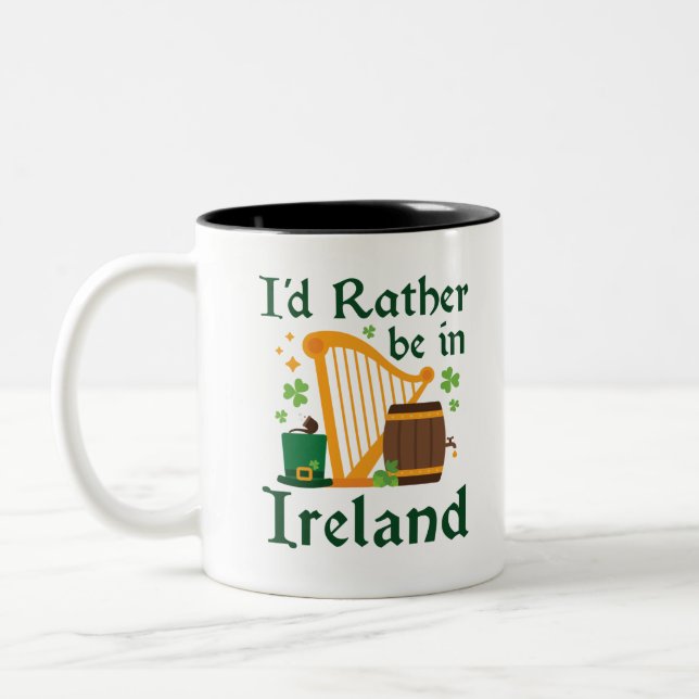 Jag skulle hellre vara i Irland Två-Tonad Mugg (Vänster)