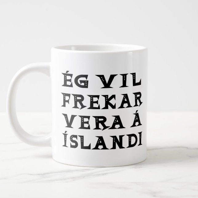 Jag skulle hellre vara i Island Quote Typography Jumbo Mugg (Vänster)