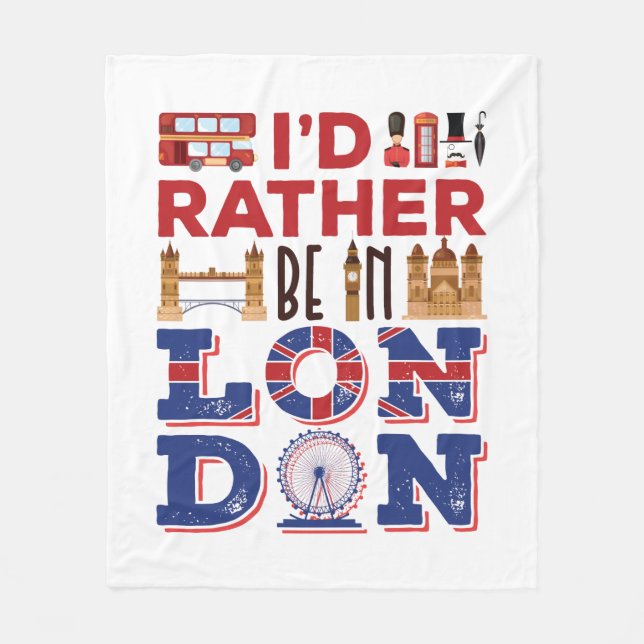 Jag skulle hellre vara i London England Fleecefilt (Framsidan)